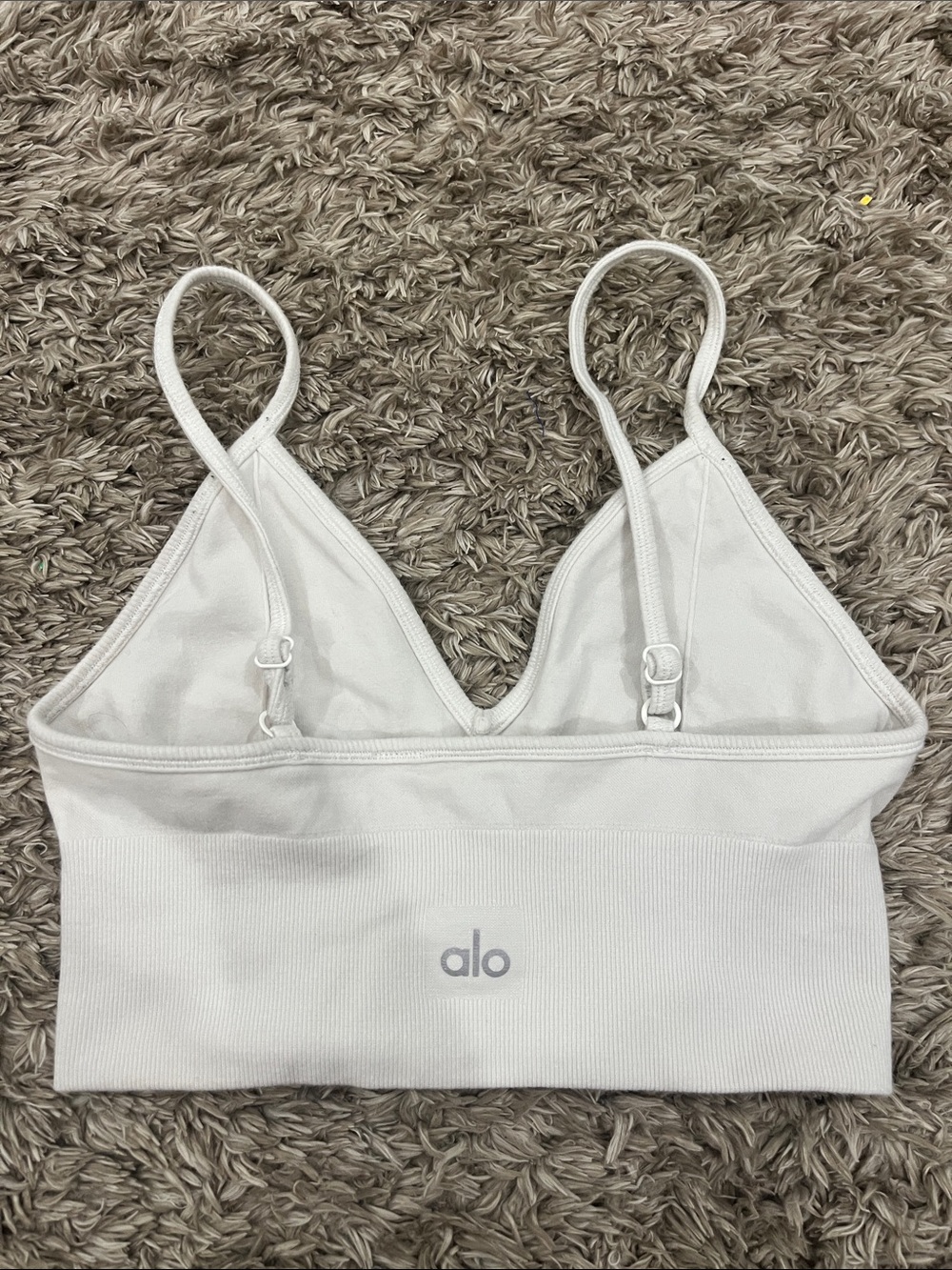 ALO Yoga White Seamless Ribbed Bralette with Adjustable Straps